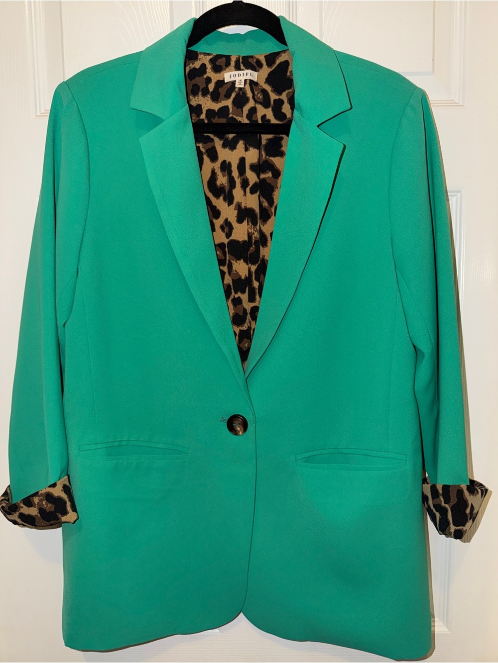 Green Blazer with Leopard Lining